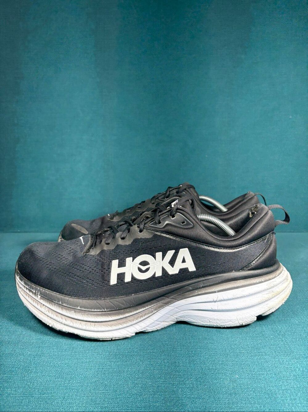 Hoka One One Bondi 8 Black White Running Shoes Men's Size 13D